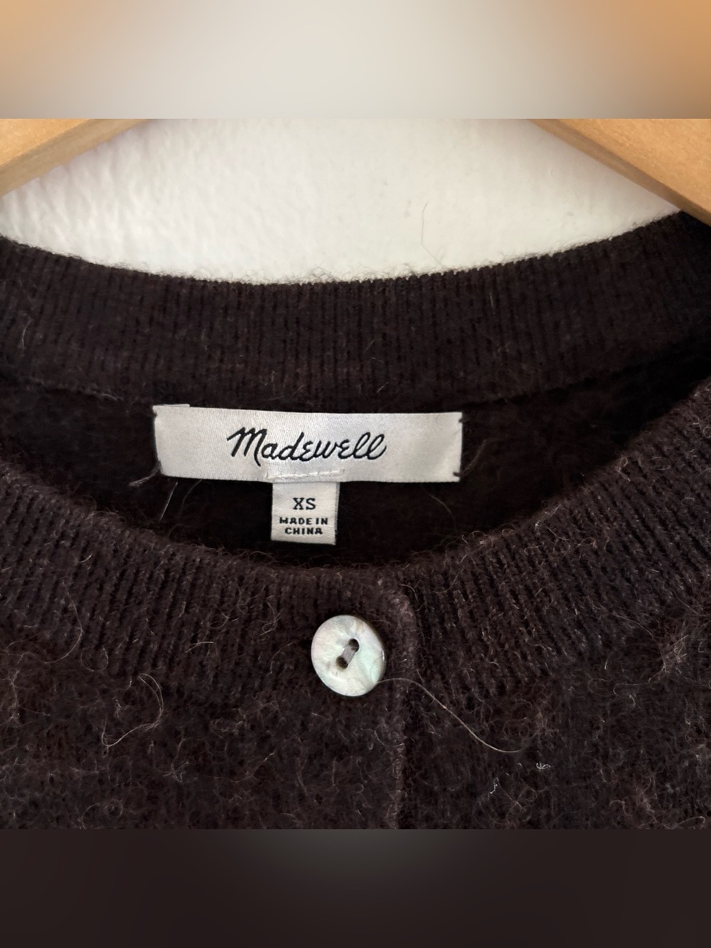 Madewell Dark Brown Alpaca Blend Ribbed Henley Sweater Top XS - Picture 3 of 7